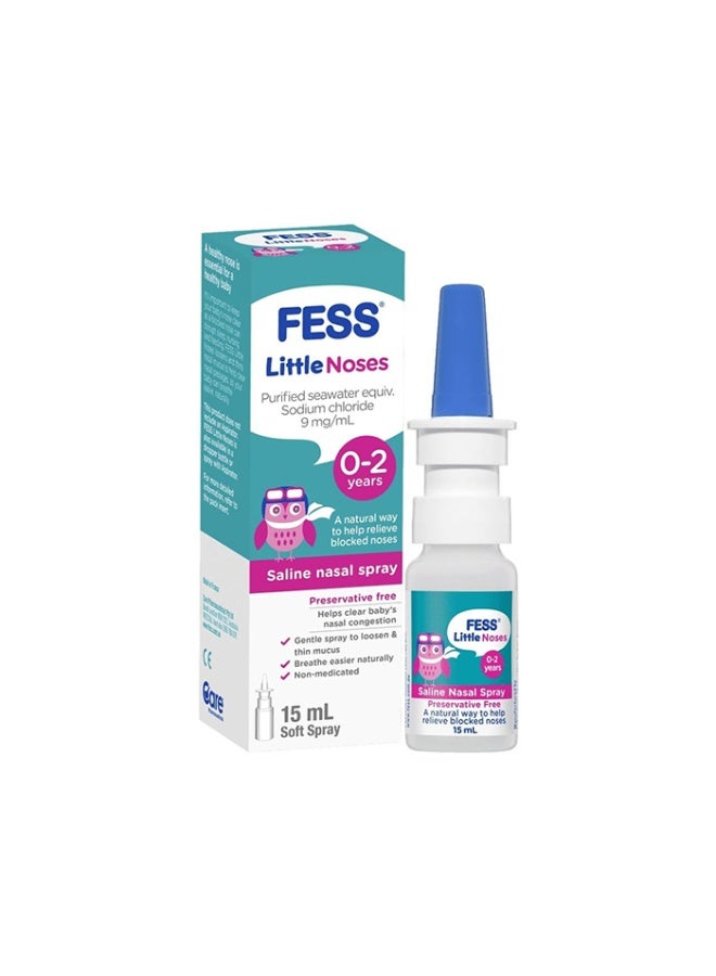 Little Noses Saline Nasal Spray 15ml | Gentle Baby Nose Spray for Congestion & Blocked Nose Relief