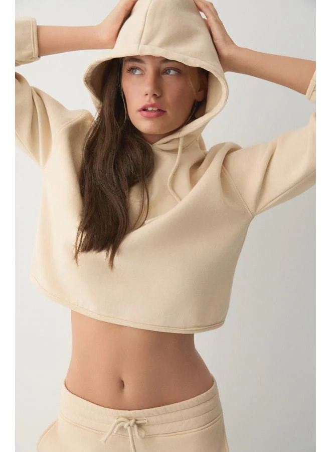 Ethiquet  AYATRE Women's Organic Cotton Hooded Set with Fleece Lining, Regular Fit, Elastic Waist, Vanilla – Top and Bottom. for Women | Best Price UAE