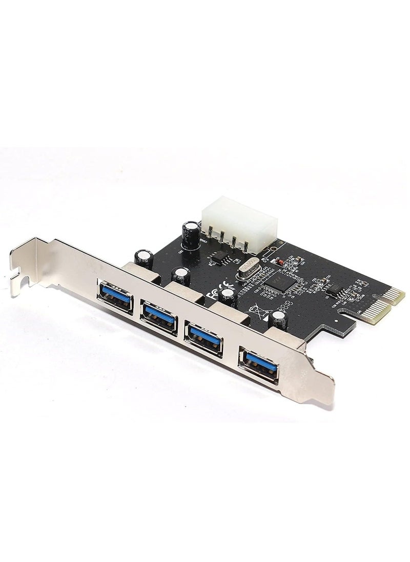 ماركة غير محددة - بطاقة PCI اكسبرس 4 منافذ USB 3.0 مع موصل طاقة 5 فولت 4 دبابيس بسرعة تصل إلى 5 جيجابايت في الثانية - Image 1