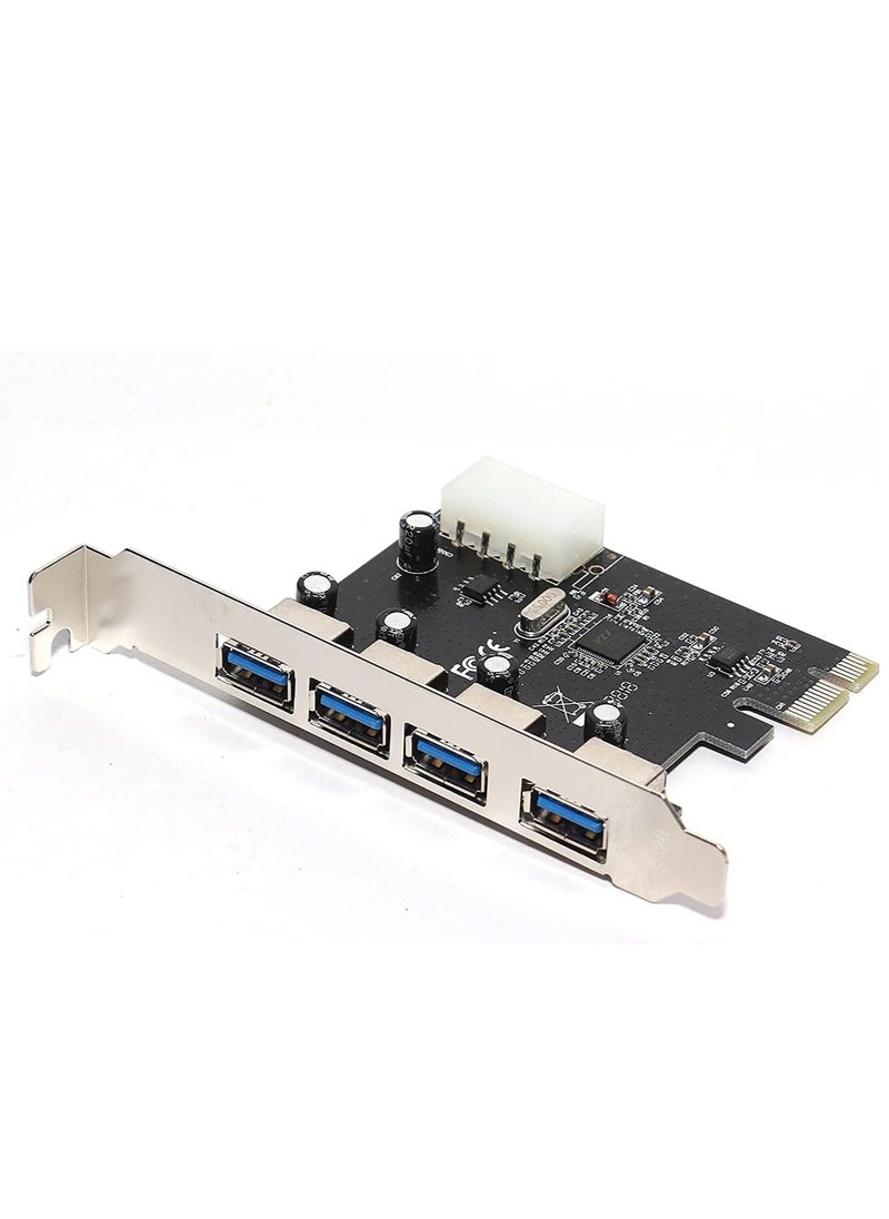 ماركة غير محددة بطاقة PCI اكسبرس 4 منافذ USB 3.0 مع موصل طاقة 5 فولت 4 دبابيس بسرعة تصل إلى 5 جيجابايت في الثانية  - Image 1