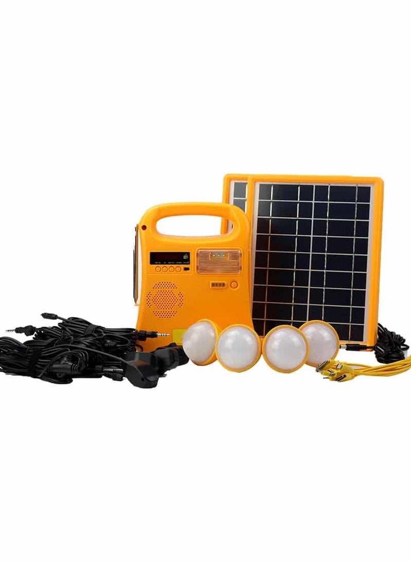 Solar Portable Flashlight Plus 4 Waterproof LED Bulb With Charging Connectors, Rechargeable Multifunctional Campaign Lightning With Built-in Bluetooth, Radio, MP3 Player Speaker, Emergency Flashlight