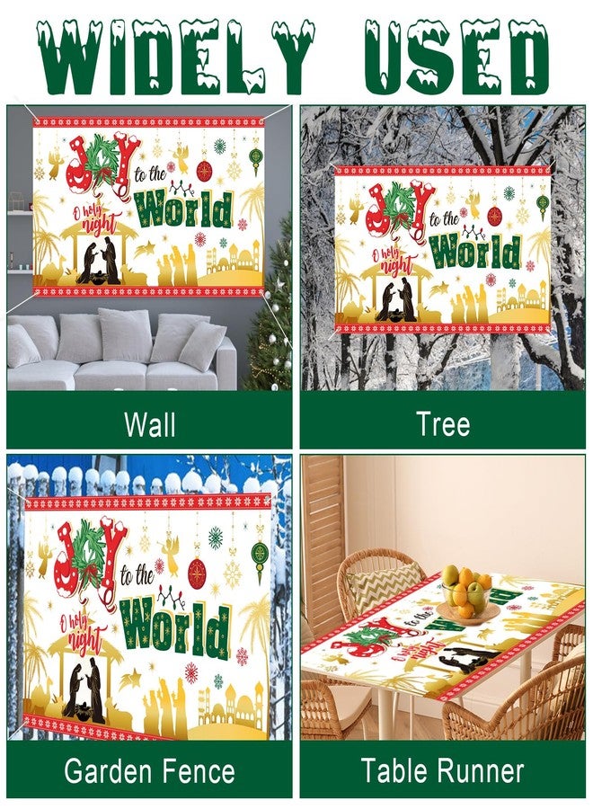 هواف لافتة خلفية "فرحة عيد الميلاد للعالم" من HOWAF لتزيين حفلات عيد الميلاد الدينية، خلفية مشهد ميلاد المسيح في ليلة مقدسة، يسوع هو سبب هذا العيد - Image 3