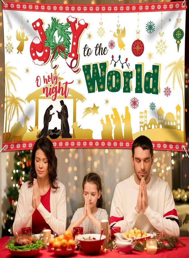 هواف لافتة خلفية "فرحة عيد الميلاد للعالم" من HOWAF لتزيين حفلات عيد الميلاد الدينية، خلفية مشهد ميلاد المسيح في ليلة مقدسة، يسوع هو سبب هذا العيد - Image 5