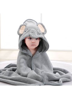 hibobi Baby Animal Hood Soft Throw Blanket Bath Towel Swaddle (Grey)  - Image 1