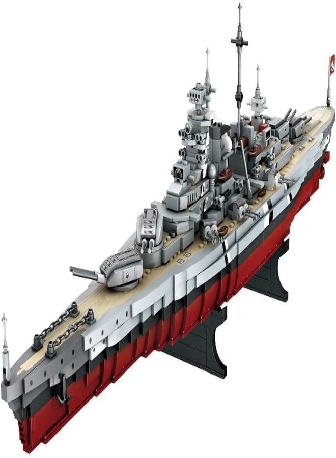 FULHOLPE Bismarck Class Battleship Building Blocks Set, MOC Military Warship Model Bricks Construction Toy Compatible with Major Brands - 2081 Pieces - Image 1
