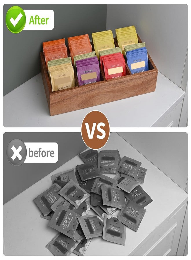 Chicvilla Acacia Wood Tea Bag Organizer with 8 Slots - Tea Bag Holder and Tea Organizer, Sugar Packet Storage for Countertops - Image 4