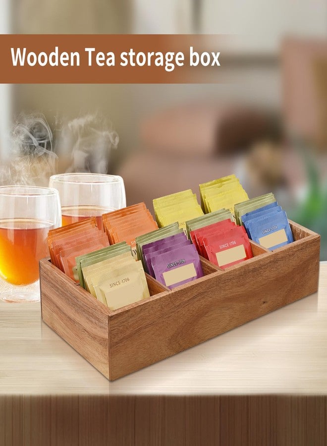 Chicvilla Acacia Wood Tea Bag Organizer with 8 Slots - Tea Bag Holder and Tea Organizer, Sugar Packet Storage for Countertops - Image 2