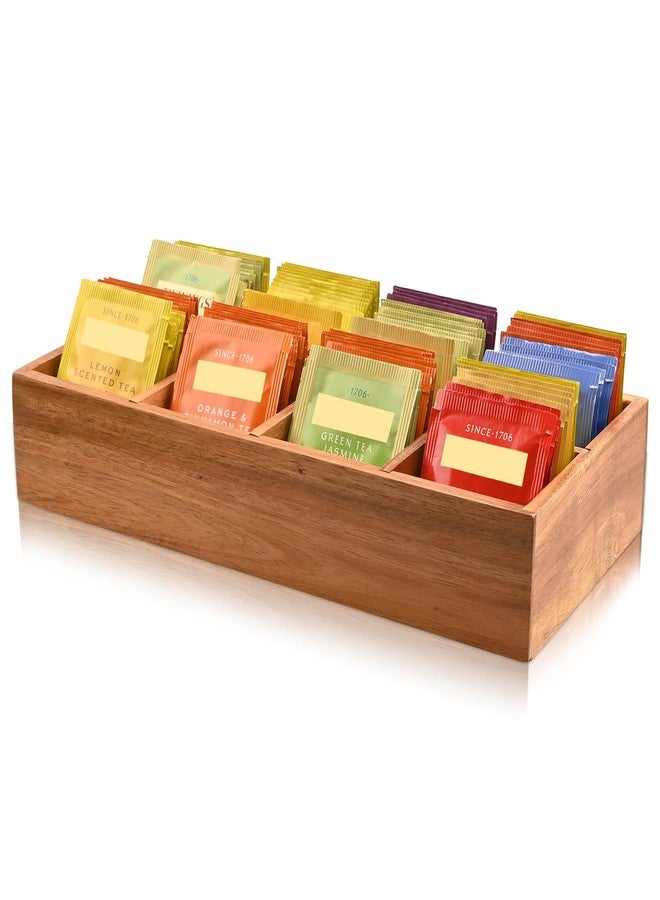 Chicvilla Acacia Wood Tea Bag Organizer with 8 Slots - Tea Bag Holder and Tea Organizer, Sugar Packet Storage for Countertops - Image 1