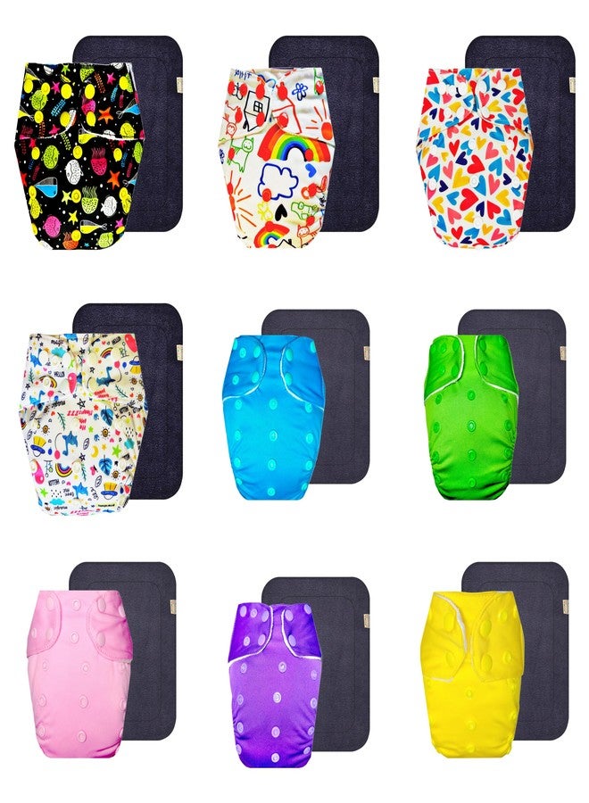 Dumbledo Premium Cloth Diaper with Gray Insert (Pack of 9) | Soft & Gentle | Leakproof | Adjustable Snaps | Ideal for Toddlers | 3 Months - 3 Years | Unisex Baby - Image 1