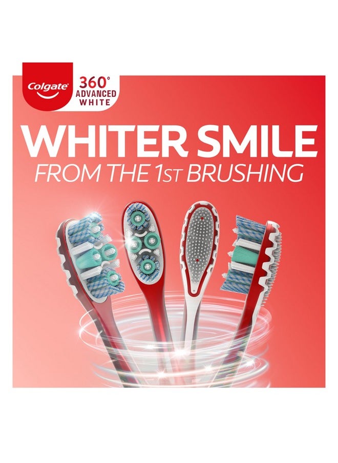 Colgate Colgate 360 Optic White Advanced Whitening Toothbrush, Adult Medium Toothbrush with Whitening Cups, Helps Whiten Teeth and Removes Odor Causing Bacteria, 2 Pack  - Image 2