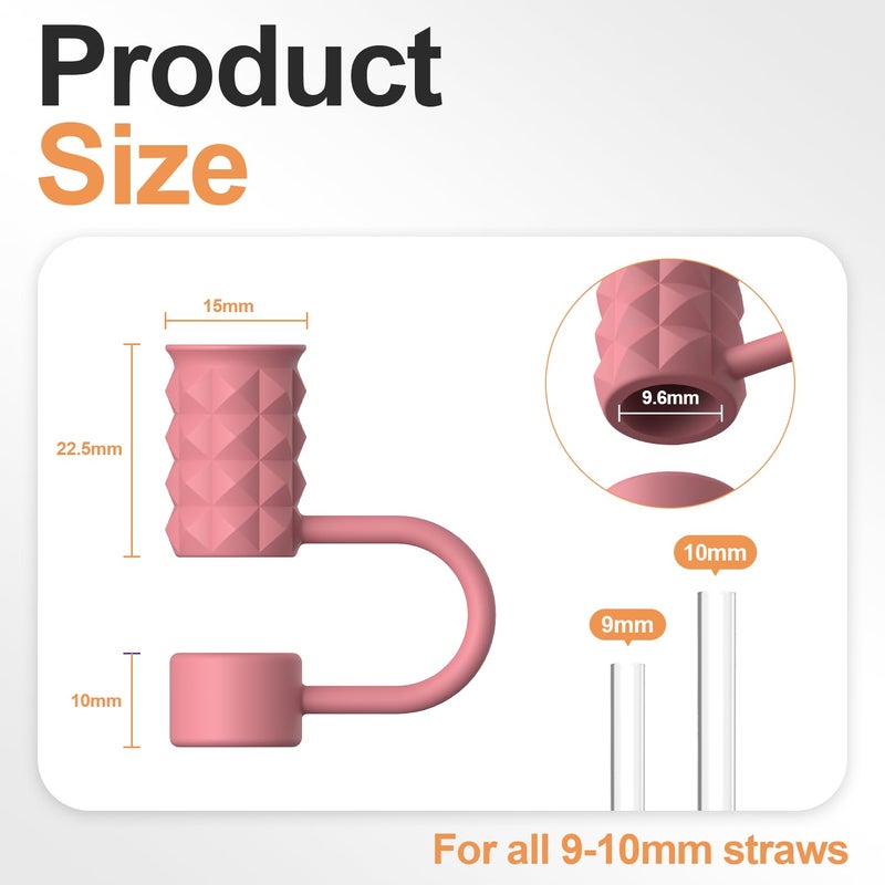 YOTIME 6Pcs Silicone Straw Covers Cap, 0.39in/10mm Straw Toppers Compatible with Stanley Cup 40 & 30 oz, Reusable Dust-Proof Cover Cap for Tumbler with Handle, Multicolor - Image 2