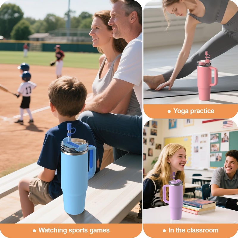 YOTIME 6Pcs Silicone Straw Covers Cap, 0.39in/10mm Straw Toppers Compatible with Stanley Cup 40 & 30 oz, Reusable Dust-Proof Cover Cap for Tumbler with Handle, Multicolor - Image 5