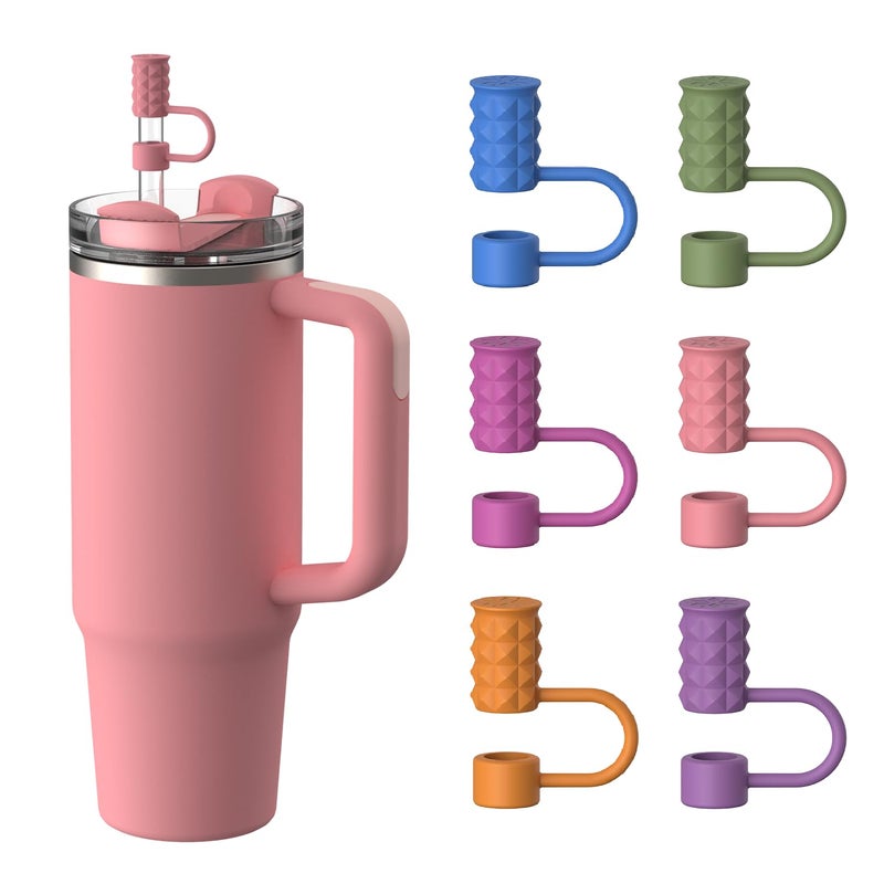 YOTIME 6Pcs Silicone Straw Covers Cap, 0.39in/10mm Straw Toppers Compatible with Stanley Cup 40 & 30 oz, Reusable Dust-Proof Cover Cap for Tumbler with Handle, Multicolor - Image 1