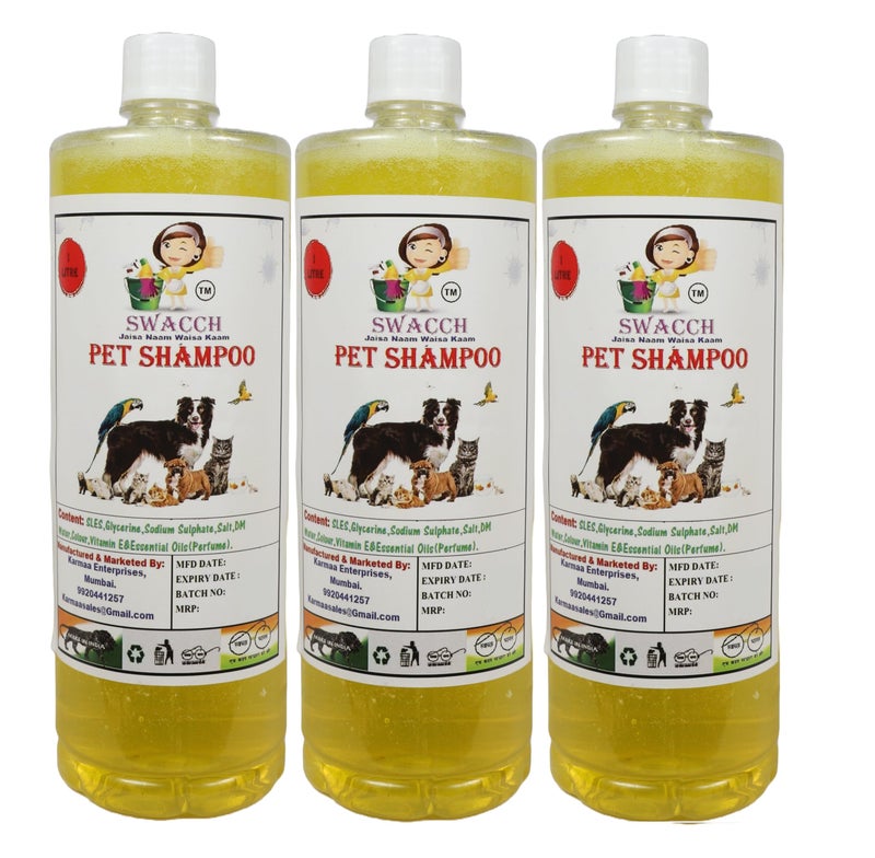 swacch Shampoo | Puppy Safe Shampoo | Pet Shampoo (1 Litre) (Pack of 3) Lemon + Large White Bone | Dog Chew Bones | Teething chew Toy | Dental Teething |Combo Pack - Image 2