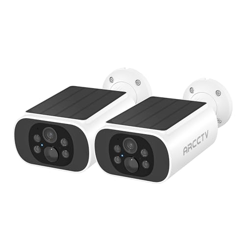 ARCCTV Solar Security Camera Outdoor Wireless, 4MP Battery Powered Home Surveillance Camera with Embedded Solar Panel, PIR Motion Sensor, 2.4G/5G Dual Band WiFi (2 Pack) - Image 1