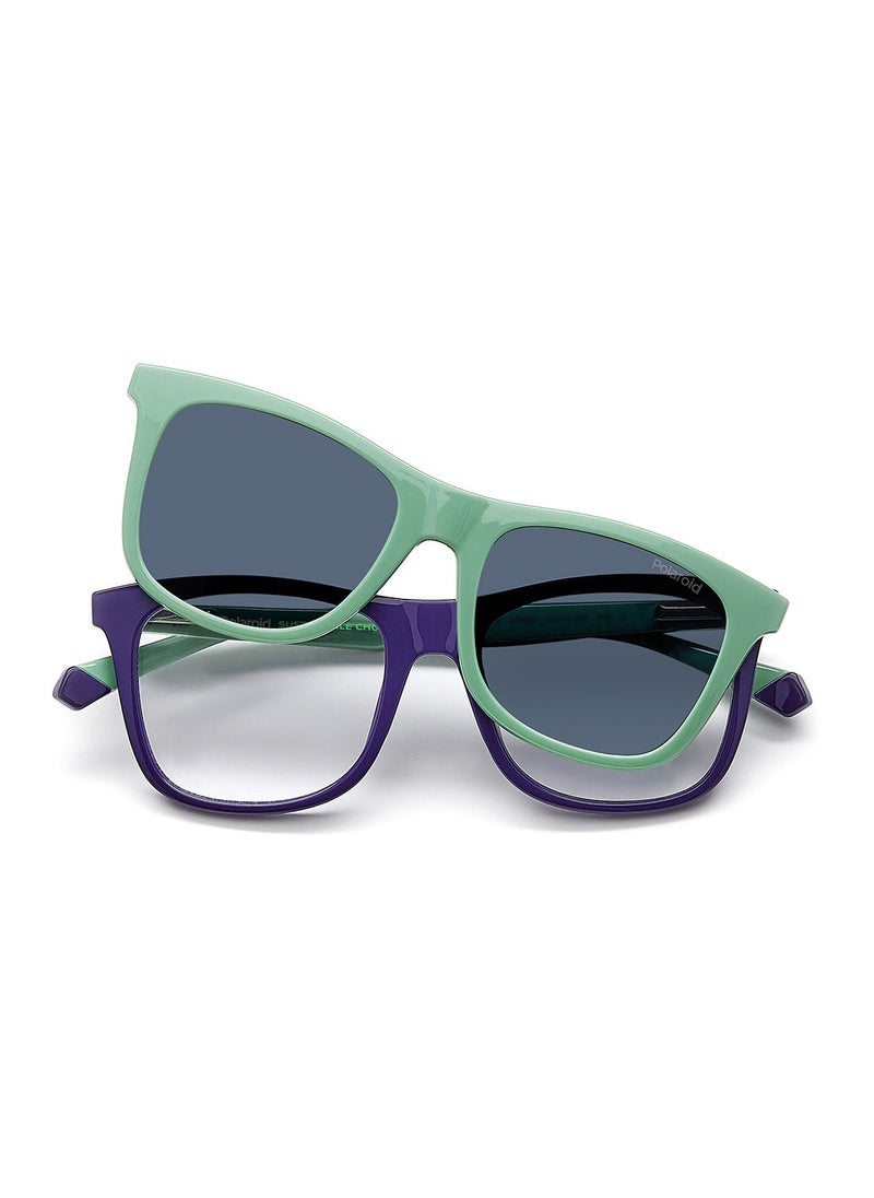 Polaroid Kids Unisex UV Protection Rectangular Sunglasses - Pld 8055/Cs Blue Grn 46 - Lens Size: 46 Mm  - Image 4
