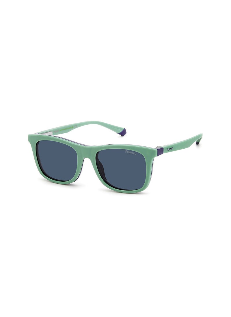 Polaroid - Kids Unisex UV Protection Rectangular Sunglasses - Pld 8055/Cs Blue Grn 46 - Lens Size: 46 Mm - Image 1
