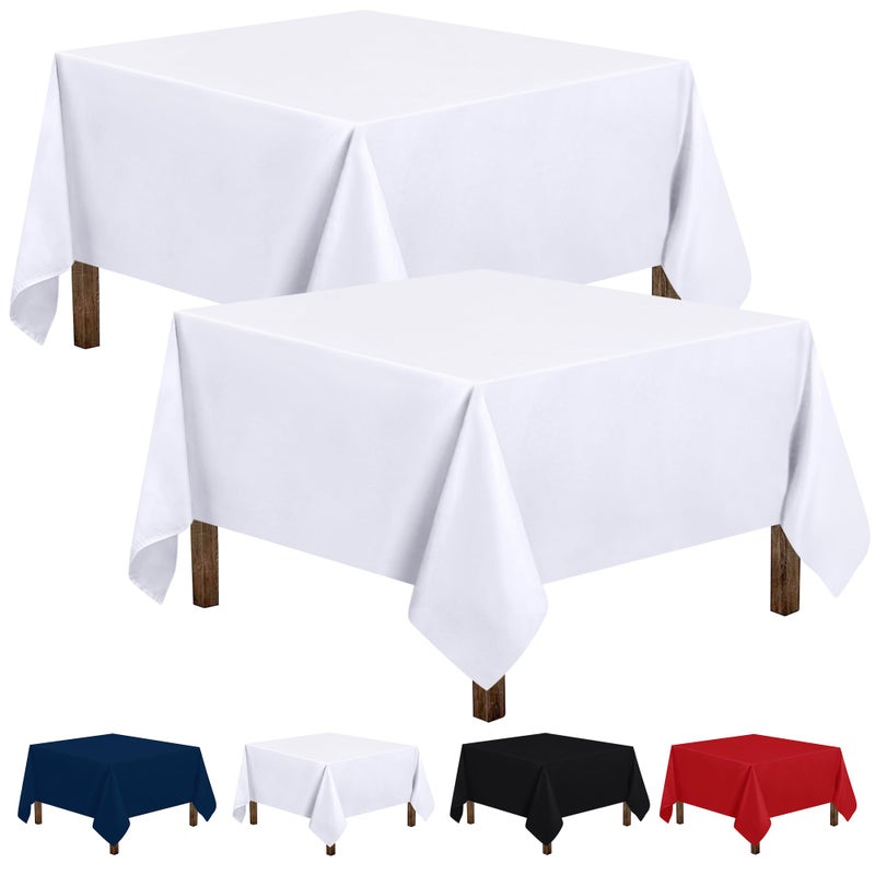Utopia Kitchen 2 Pack Square Table Cloth 60x60 Inches White Stain and Wrinkle Resistant Tablecloth Washable Polyester Cover for Dining Buffet Parties Picnic and Weddings