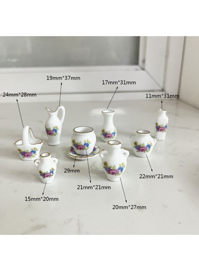 Rose Mini Ceramic Small Vase Doll House Pocket Miniature Bathroom Ornaments-Specifications:Rose Flower Vase - Image 1