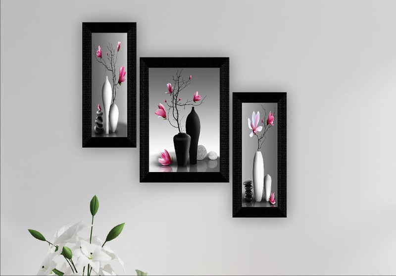SAF paintings Set of 3 Flower Pot UV Textured Floral Design Home Decorative Gift Item Frame Painting 6 Inch X 13.5 Inch, 10.5 Inch X 13.5 Inch, 6 Inch X 13.5 Inch SANFS31370 - Image 2