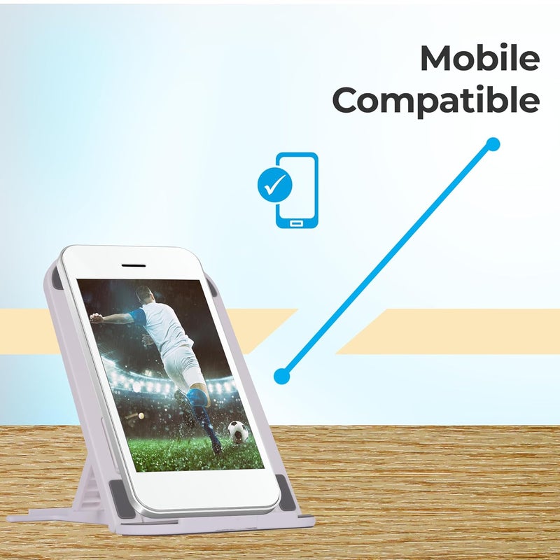 ZEBRONICS حامل الهاتف المحمول MS80 مع ارتفاع قابل للتعديل، تعديل متعدد الزوايا من 10° إلى 50°، تصميم قابل للطي، قاعدة مضادة للانزلاق، تشطيب غير لامع، خفيف الوزن و 4 مستويات قابلة للتعديل (أبيض) - Image 3