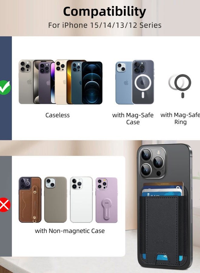 HiWe MagSafe Wallet Strongest Magnetic Wallet for iPhone 16/15/14/13/12 Series, 7 Card Holder, Magnetic Phone Wallets Leather Minimalist Slim RFID for iPhone Wallets, 1 - Image 5