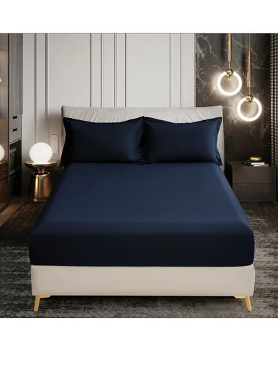Donetella Bedding Fitted Sheet - Fits 90x190 Cm Bed For Single Bed 2 Pcs (1 Fitted Sheet and 1 Pillowcase) - 30 Cm Deep Pocket - Solid Bed Sheet