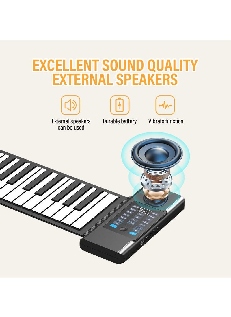 SYOSI SYOSI 88 Keys Roll Up Piano, Portable Roll Piano Keyboard, Rechargeable Roll Up Piano with LED Display MIDI Function, Hand Roll Piano with 128 Rhythms for Kids and Beginners  - Image 4