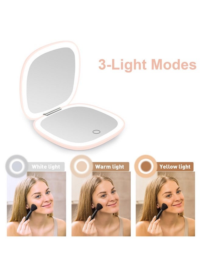 DeWEISN deweisn Compact Mirror, Lighted Travel Makeup Mirror with 1X/10X Magnifying Double Sided Dimmable Portable Pocket Mirror for Handbag and Pocket, USB Charging(Pink)  - Image 4