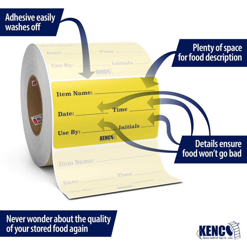 KENCO Dissolvable Food Labels for Glass  Plastic Metal  Wood - Washes Off No Residue - Food Prep and Rotation  Canning  Commercial Use and More! USA Made (1 Pack) - Image 3
