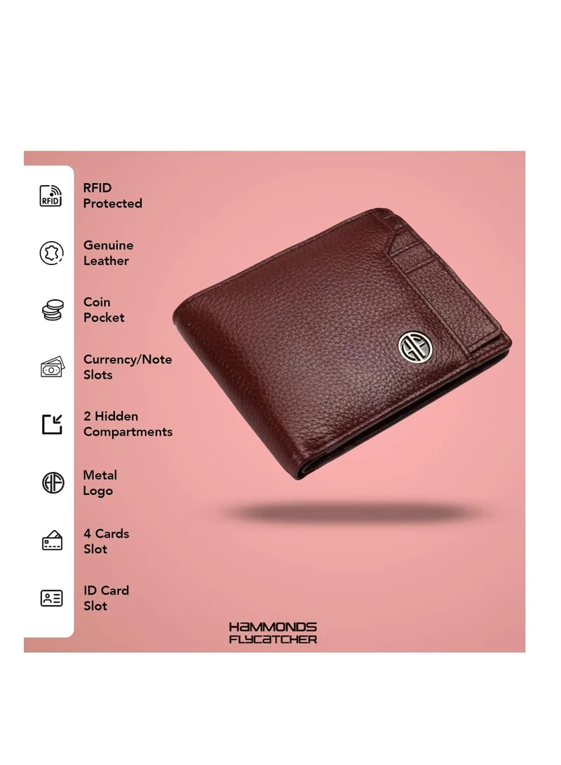 Hammonds Flycatcher  RFID Protected Brown NDM Leather Wallet for Men|6 Card Slots| 1 Coin Pocket|2 Hidden Compartment|2 Currency Slots|1 ID Slot  | Best Price UAE