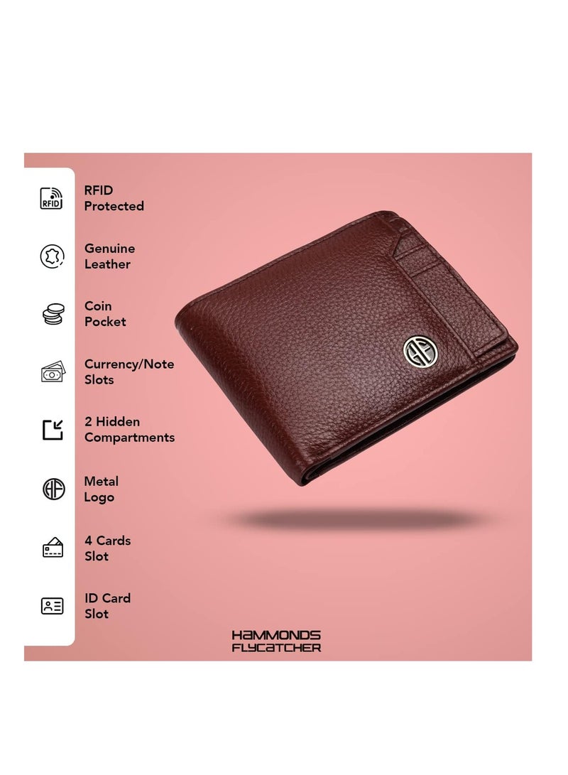 HAMMONDS FLYCATCHER RFID Protected Brown NDM Leather Wallet for Men|6 Card Slots| 1 Coin Pocket|2 Hidden Compartment|2 Currency Slots|1 ID Slot - Image 5
