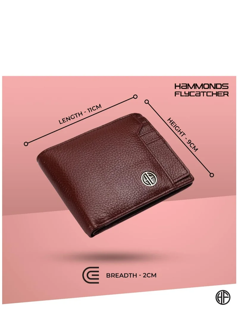 HAMMONDS FLYCATCHER RFID Protected Brown NDM Leather Wallet for Men|6 Card Slots| 1 Coin Pocket|2 Hidden Compartment|2 Currency Slots|1 ID Slot