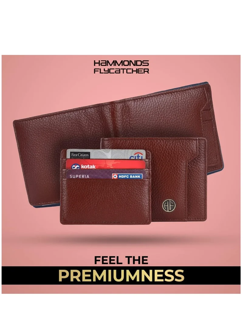 Hammonds Flycatcher  RFID Protected Brown NDM Leather Wallet for Men|6 Card Slots| 1 Coin Pocket|2 Hidden Compartment|2 Currency Slots|1 ID Slot  | Best Price UAE