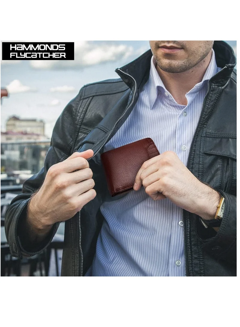 Hammonds Flycatcher  RFID Protected Brown NDM Leather Wallet for Men|6 Card Slots| 1 Coin Pocket|2 Hidden Compartment|2 Currency Slots|1 ID Slot  | Best Price UAE