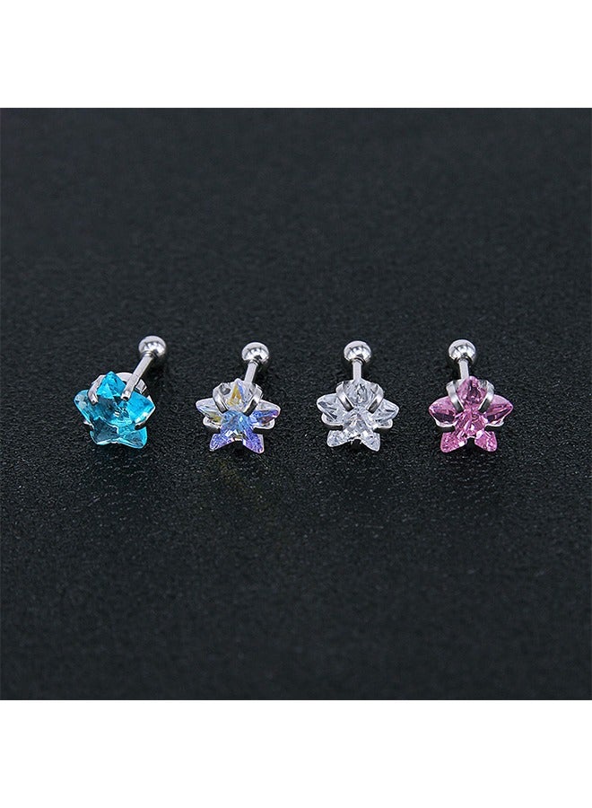 بيوند مجموعة من 3 أزواج من الأقراط المرصعة بالألماس مقاس 6 مم للنساء، أقراط بمشبك لولبي مضاد للصدأ والبهتان ومضاد للحساسية، هدية مجوهرات عصرية (ملونة) - Image 2