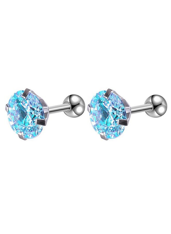 بيوند مجموعة من 3 أزواج من الأقراط المرصعة بالألماس مقاس 6 مم للنساء، أقراط بمشبك لولبي مضاد للصدأ والبهتان ومضاد للحساسية، هدية مجوهرات عصرية (ملونة) - Image 5