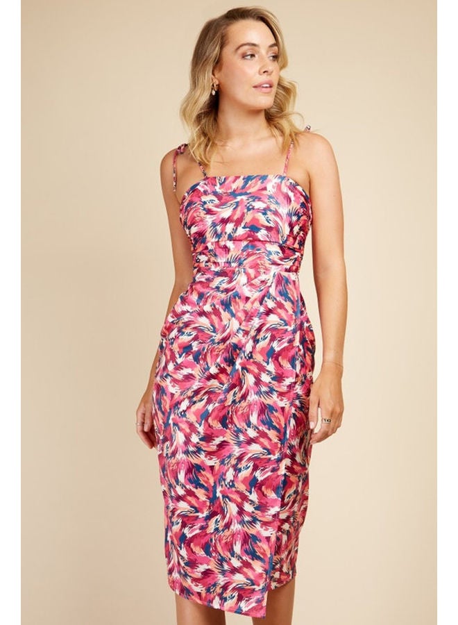 Little Mistress فستان ميدي بشريط ربط - Image 3