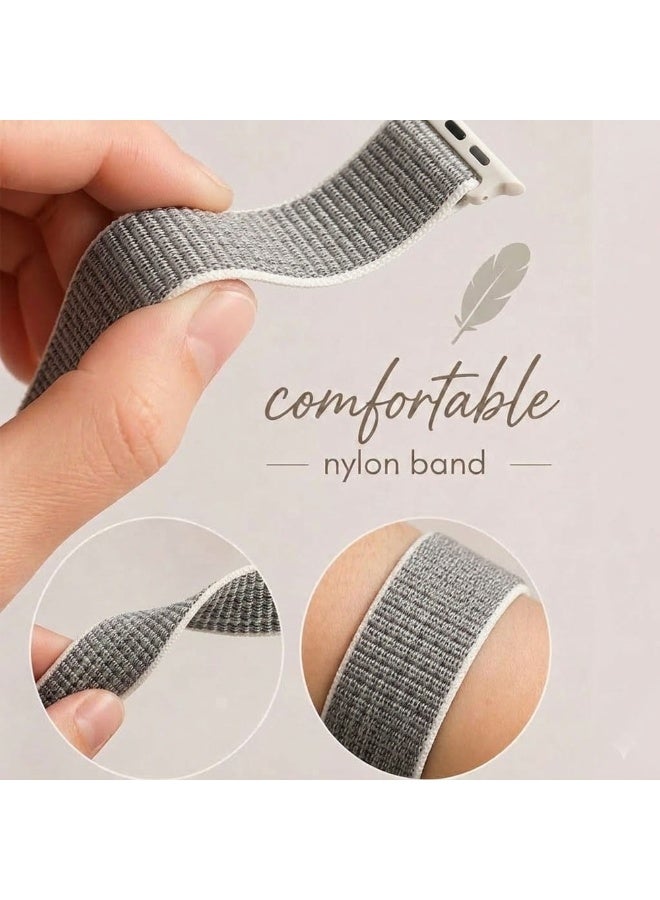 CATANES Breathable Nylon Sport Loop Band Compatible with Apple Watch 44mm 45mm 46mm 49mm for Women Men, iWatch Wrist Straps for Ultra 3 2, Se, Series 11 10 9 8 7 - concrete grey - Image 4