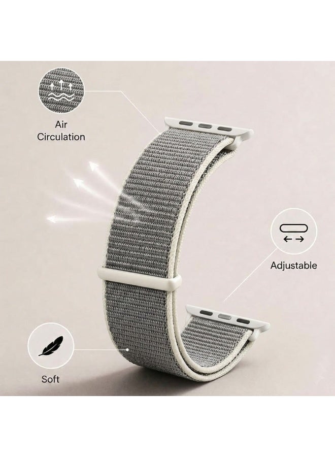 CATANES Breathable Nylon Sport Loop Band Compatible with Apple Watch 44mm 45mm 46mm 49mm for Women Men, iWatch Wrist Straps for Ultra 3 2, Se, Series 11 10 9 8 7 - concrete grey - Image 3