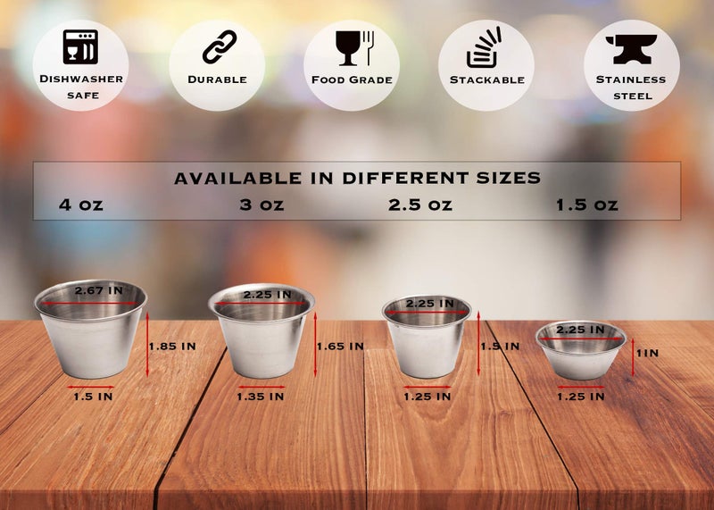 EHOMEA2Z Ramekins Stainless Steel Condiment Sauce Cups, Metal Ramekins, Commercial Grade, Multifunctional, Ideal for All Hot and Cold Sauces, Individual Portion Cups (12, 2.5 oz) - Image 2