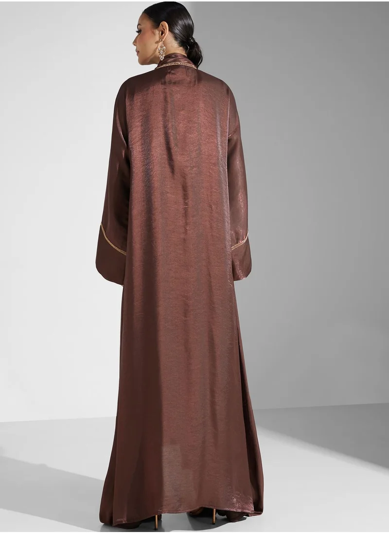 hayas closet Embellished Front Open Abaya