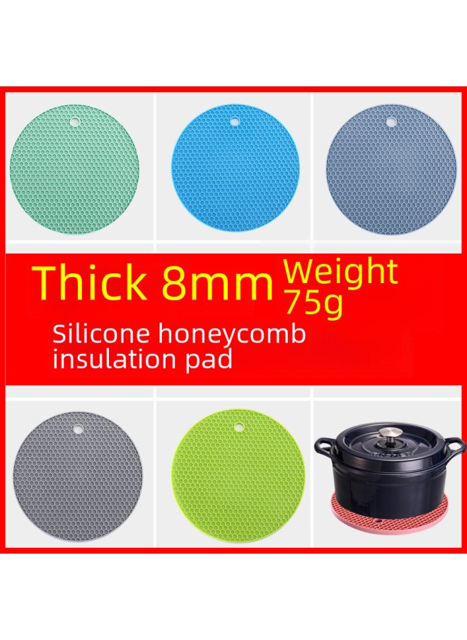 Generic - Spot Thick Round Silicone Honeycomb Placemat Chinese Simple Silicone Heat Insulation Dish Table Mat Baking Mat Wholesale-Color:75g-18cm-thick 0.8cm-round Double-sided Honeycomb Mat-Specifications:Orange - Image 1