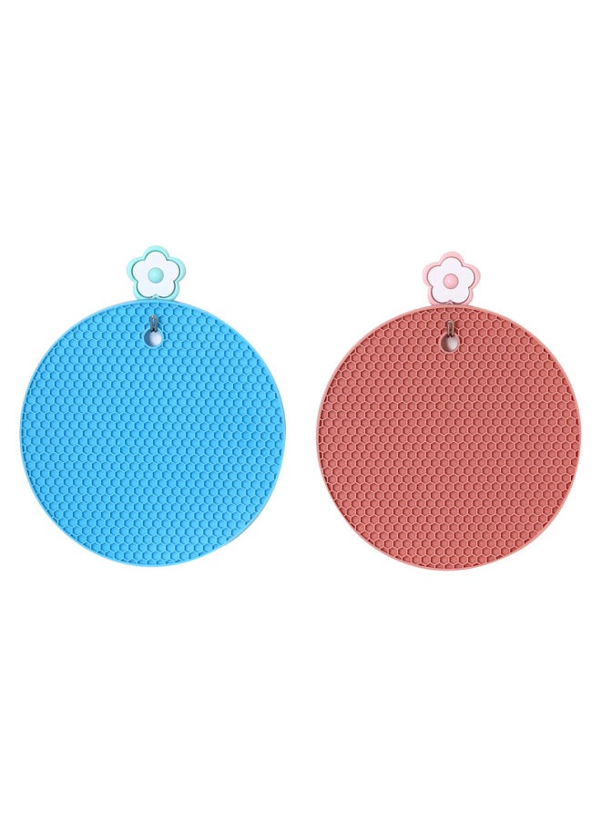 Generic - Spot Thick Round Silicone Honeycomb Placemat Chinese Simple Silicone Heat Insulation Dish Table Mat Baking Mat Wholesale-Color:75g-18cm-thick 0.8cm-round Double-sided Honeycomb Mat-Specifications:Orange - Image 1