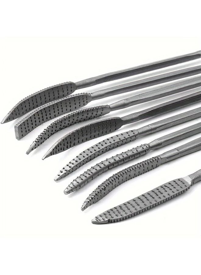 8pcs Double Ended Wood Carving File Set Durable Steel Craft Tools for Precision Woodworking - Image 1