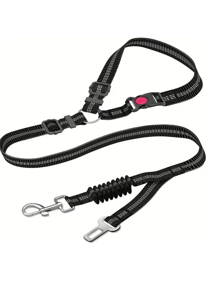 Black 2 In 1 Pet Car Belt Safety Harness For Small Medium Large Dogs Adjustable Strap Durable Nylon Material Hand Wash Only - Image 1