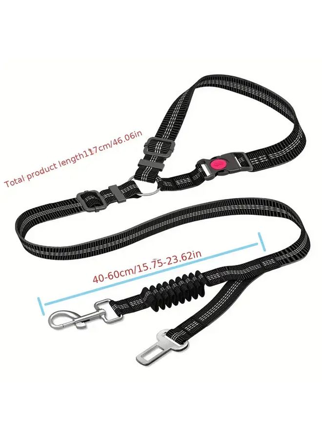 Black 2 In 1 Pet Car Belt Safety Harness For Small Medium Large Dogs Adjustable Strap Durable Nylon Material Hand Wash Only - Image 2