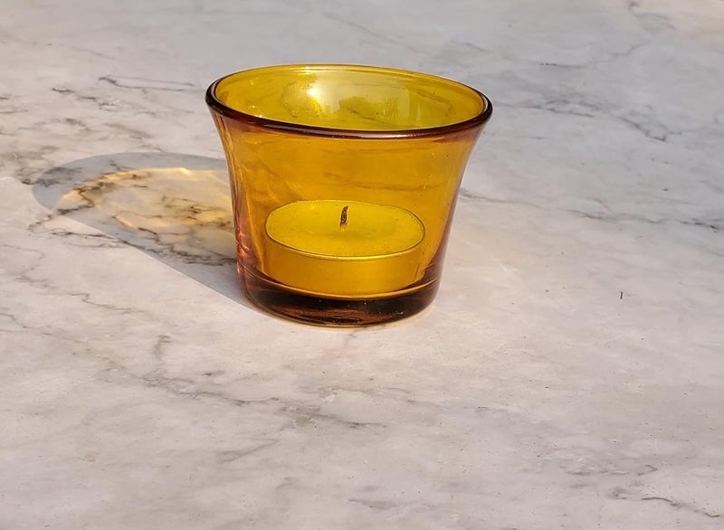Pure Source India Glass Votive Tealight Candle Holders - Living Room Side Table Home Decoration (Glass, Pack of 6, Yellow) - Image 4