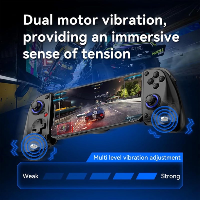 Mobile Game Controller for iPhone/iPad/Android/Tablet/Switch /PS3/PS4/PC, Replacement for PS Portal, Wireless Gamepad with Hall Effect Joystick & Trigger/Back Key/Turbo/Support Streaming/Cloud Gaming - Image 2