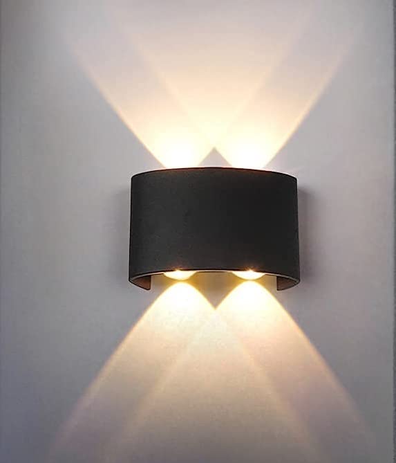 FILLISKA® LED Outdoor UP Down Wall Light Warm White, IP-65 Rainproof & Shockproof Body (2 Year Warranty) (MattBlack 2up + 2down) - Image 1